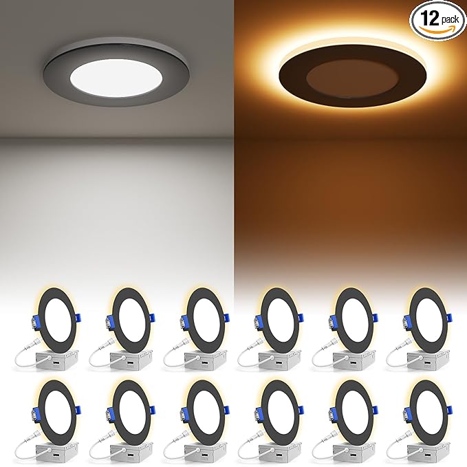 VOLISUN 12 Pack 4 Inch Black Recessed Light by VOLISUN