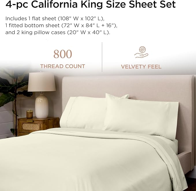 Threadmill Luxury 800 Thread Count California King 100% Cotton Sheets - Image 2