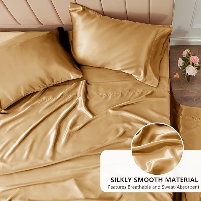 CozyLux Satin Sheets King Size Sheet Set - Image 3