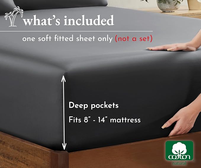 California Design Den King Size Bottom Fitted Sheet Only, Soft 100% Cotton - Image 4