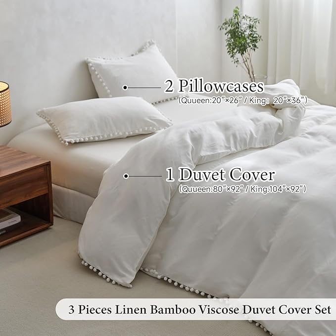 Simple&Opulence French Linen Blended Duvet Cover Queen, Flax Viscose Derived - Image 6