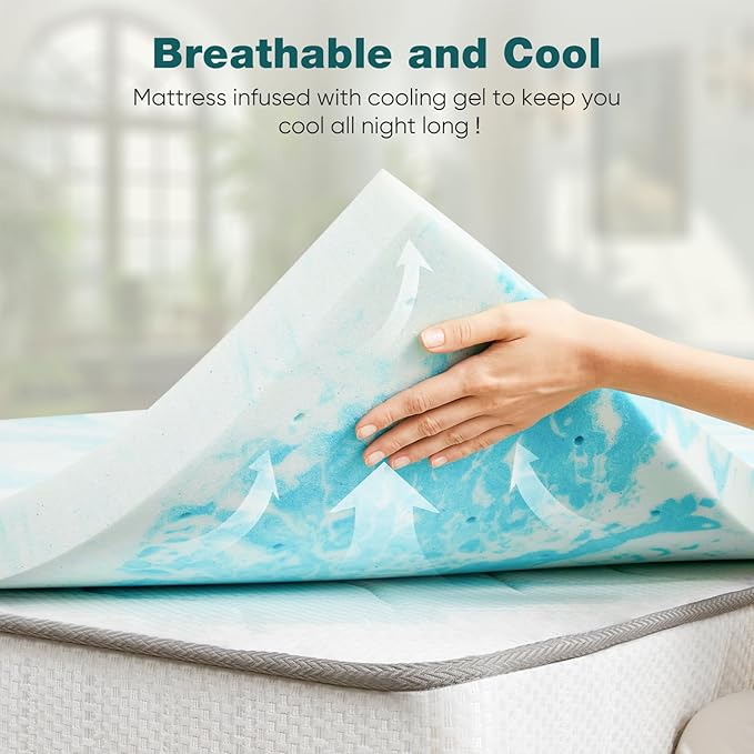 Sweetcrispy Memory Foam Mattress Topper Full, 2 Inch Thick Gel Infused Cooling - Image 6