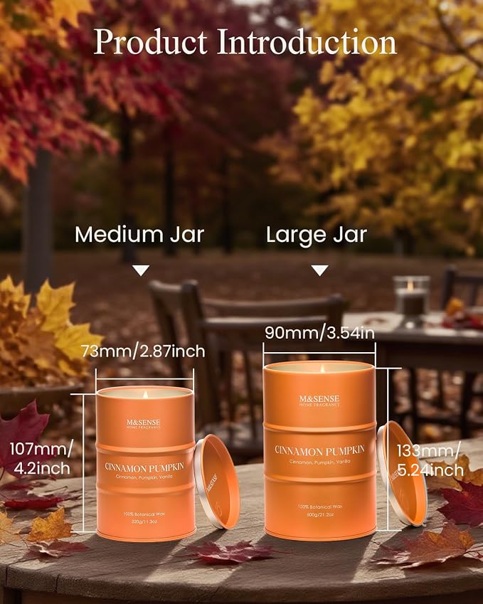 M&SENSE Cinnamon Pumpkin Scented Candles Christmas Decor, Natural Non Toxic - Image 5