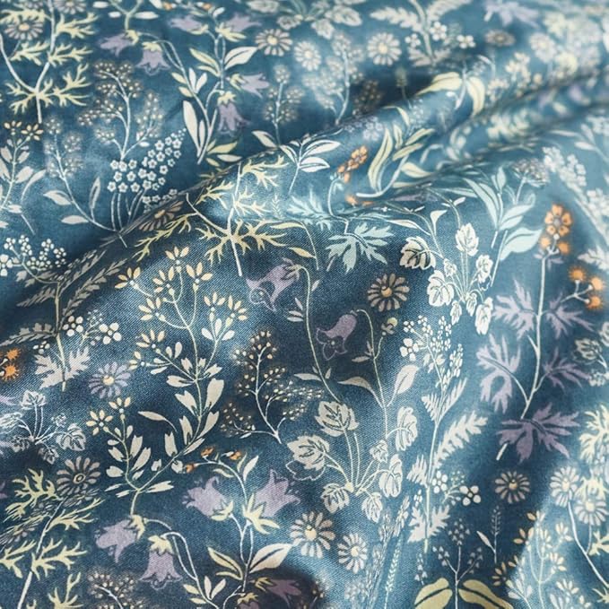 mixinni Blue Floral Duvet Cover King Size Cotton Flowers Pattern King Bedding - Image 3