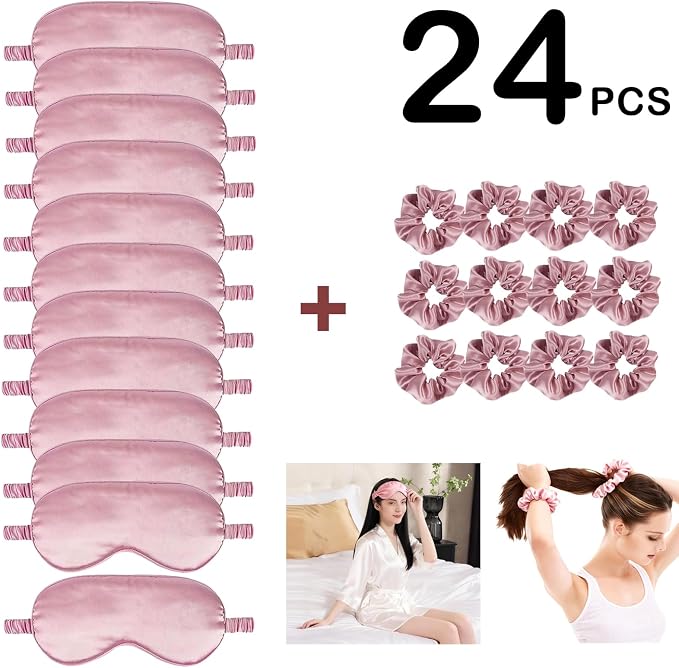 24Pcs Satin Eye Mask Silk Sleep Masks Silky Eyes Cover Blackout Blindfold - Image 2