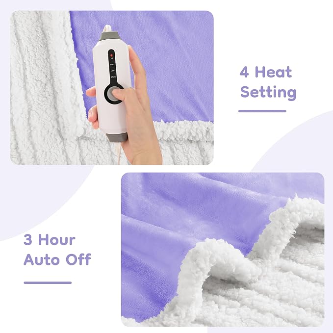 LaffyLo Heated Throw Blanket 50 x 60, Fast Heating Electric Blanket, Dual-Sided - Image 2