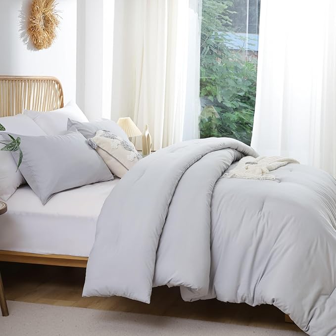 ROSGONIA Comforter Full Size for Girls Boys Teens Light Grey - Image 6