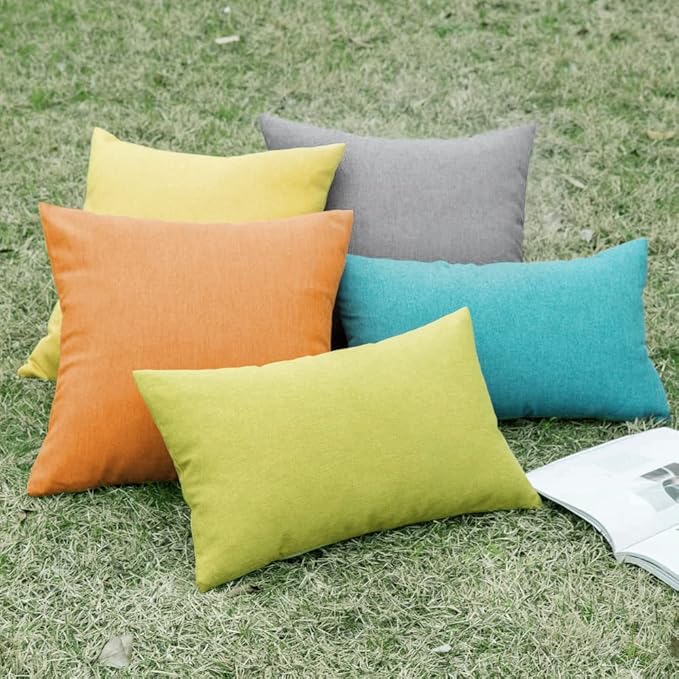 MIULEE Pack of 2 Decorative Outdoor Solid Waterproof Throw Pillow Covers Spring - Image 4