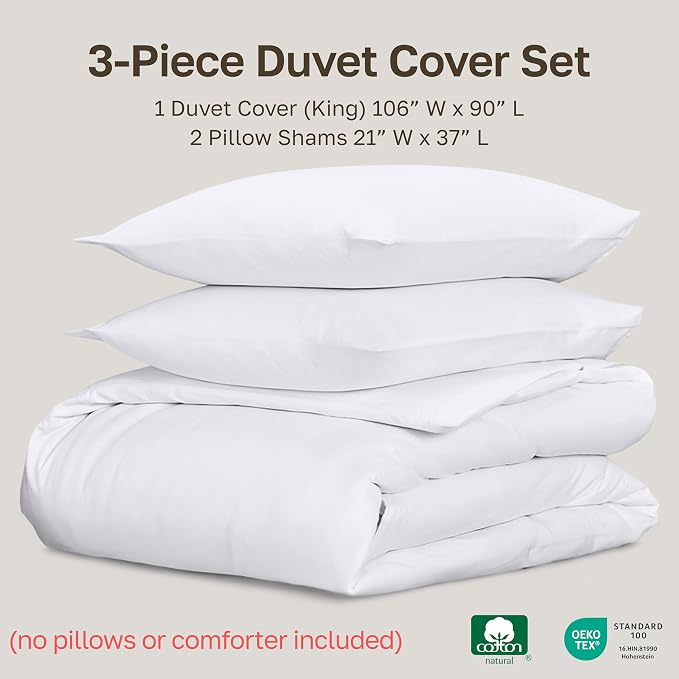 California Design Den 3 Pc White King Duvet Cover Set - Image 5