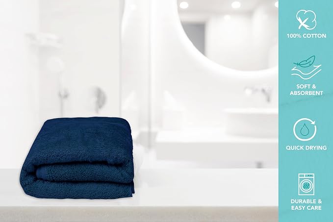 Large Bath Towels Bulk Set of 12 – 100% Cotton Terry – 24" x 50" – Quick Dry - Image 7
