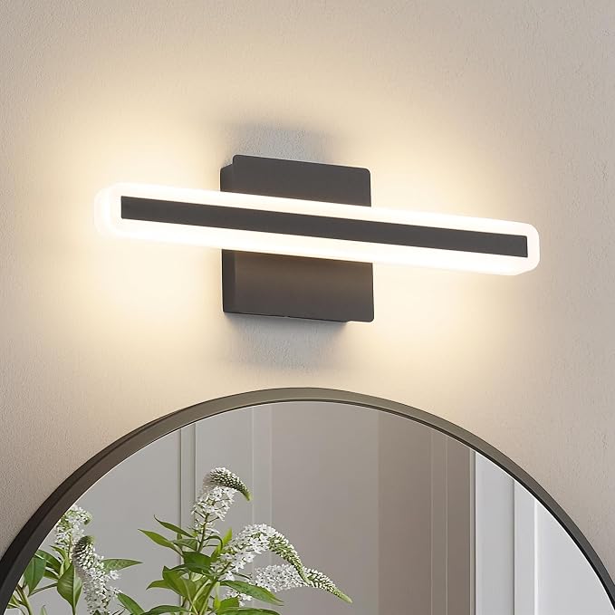 JUSHENG Black Vanity Lights for Bathroom, 5CCT Dimmable Bathroom Light Fixtures by JUSHENG