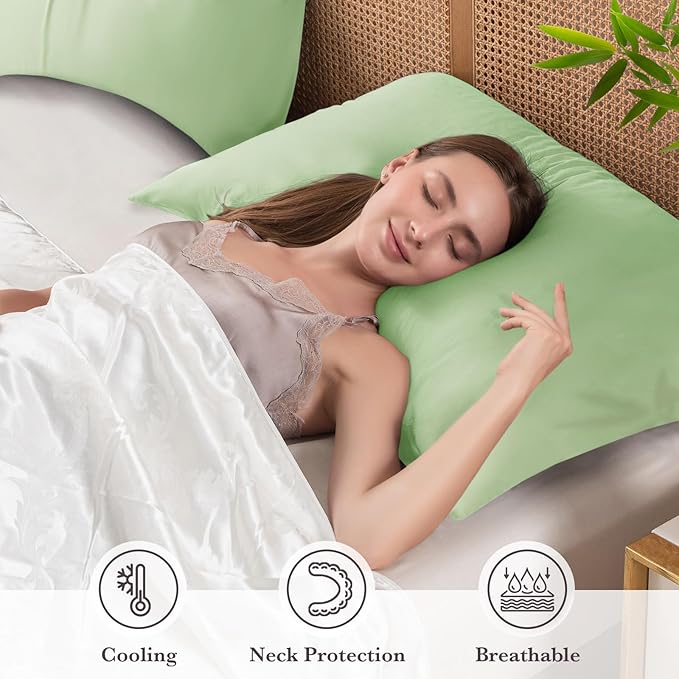 Curved Pillow Case Queen Size, Side Sleeper Pillow Cases Cover Cooling Rayon - Image 3