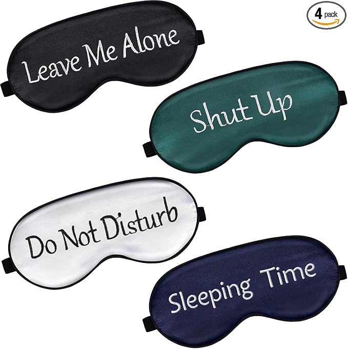 Geyoga 4 Pieces Funny Eye Mask for Sleep Soft Satin Blocking Blindfold by Geyoga