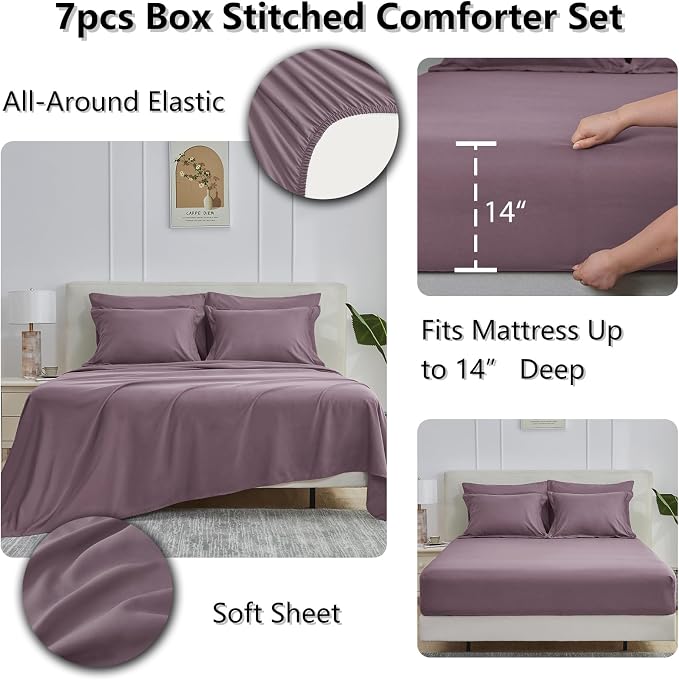 CozyLux Full Size Comforter Sets Dusty Purple - Image 4