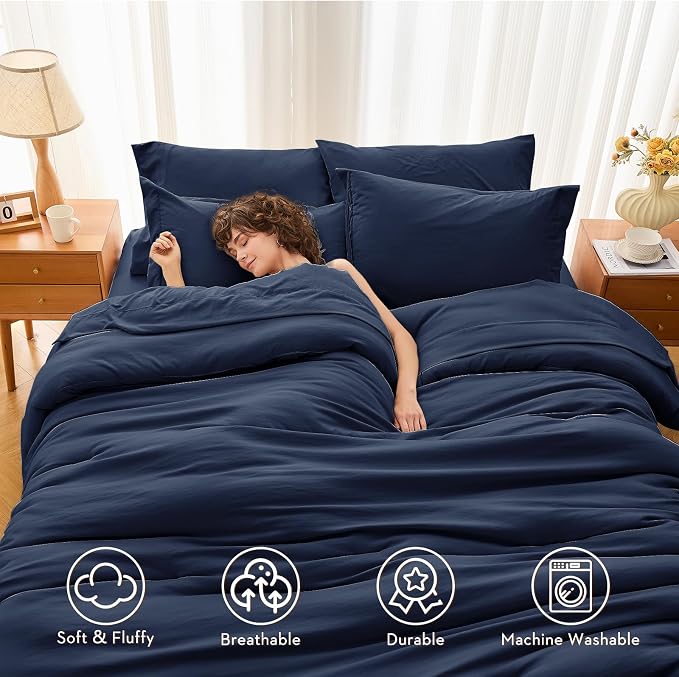 MUXHOMO 5 Pieces Twin XL Comforter Set, Soft Bed in a Bag Twin XL Size - Image 2