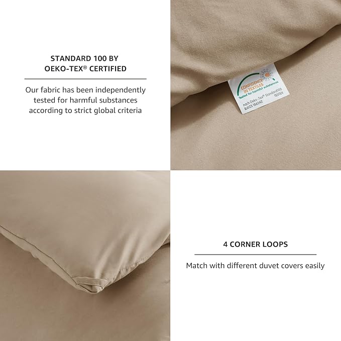 CozyLux King Size Comforter Set Taupe, 3 Pieces Solid Comforters King Size - Image 4