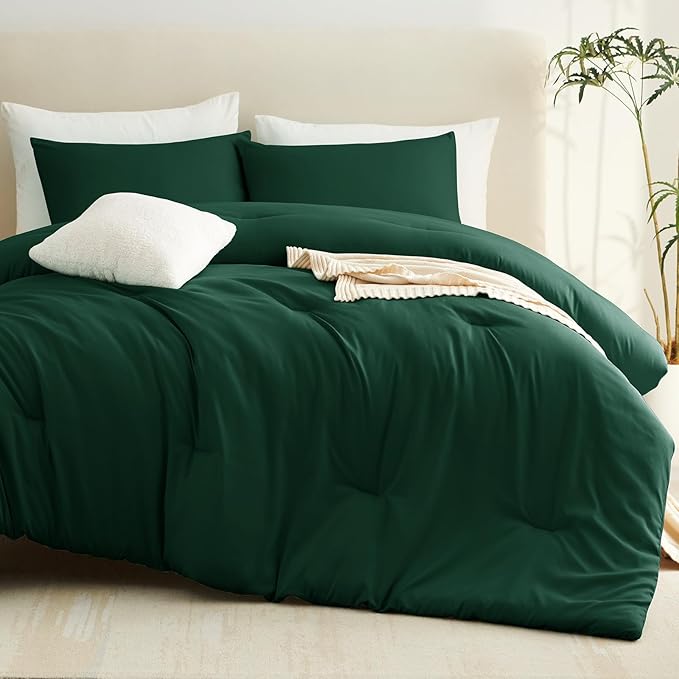 CozyLux Oversized King Comforter Set Emerald Green, 3 Pieces 120x98 Solid - Image 8