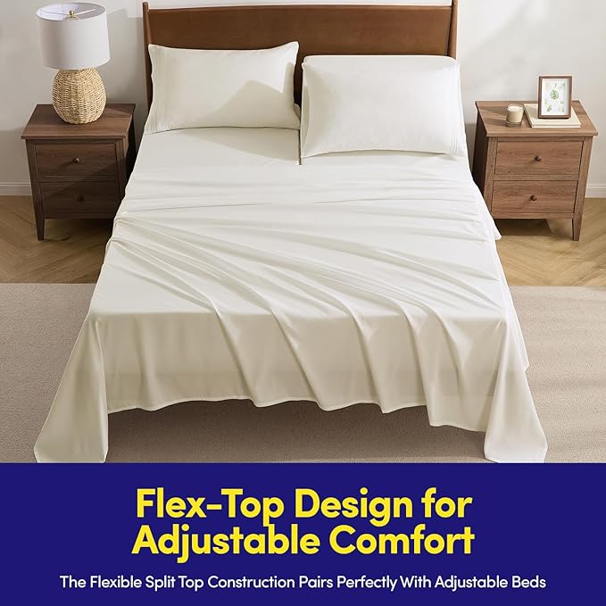 Split Head King Sheets Set for Adjustable Beds 4 Piece Flex Top Bed Sheets – - Image 2