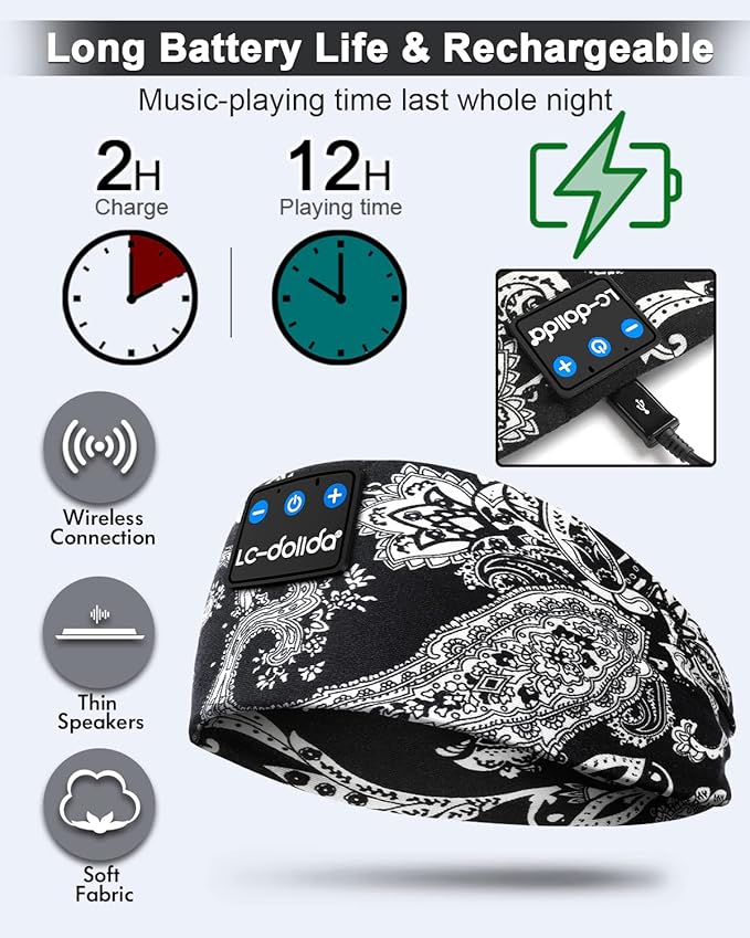 LC-dolida Sleep Headphones Bluetooth Music Wireless Band Headphones - Image 4