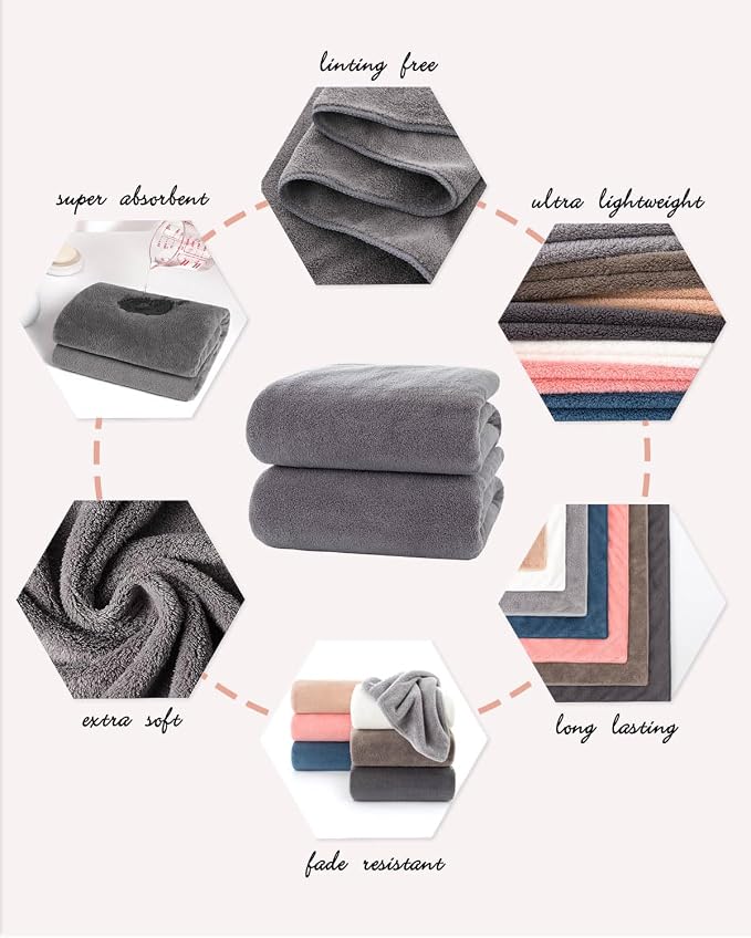 Lumimi Towels 2 Piece Soft Microfiber Bath Towel Set Salon Gym Yoga Travel - Image 4