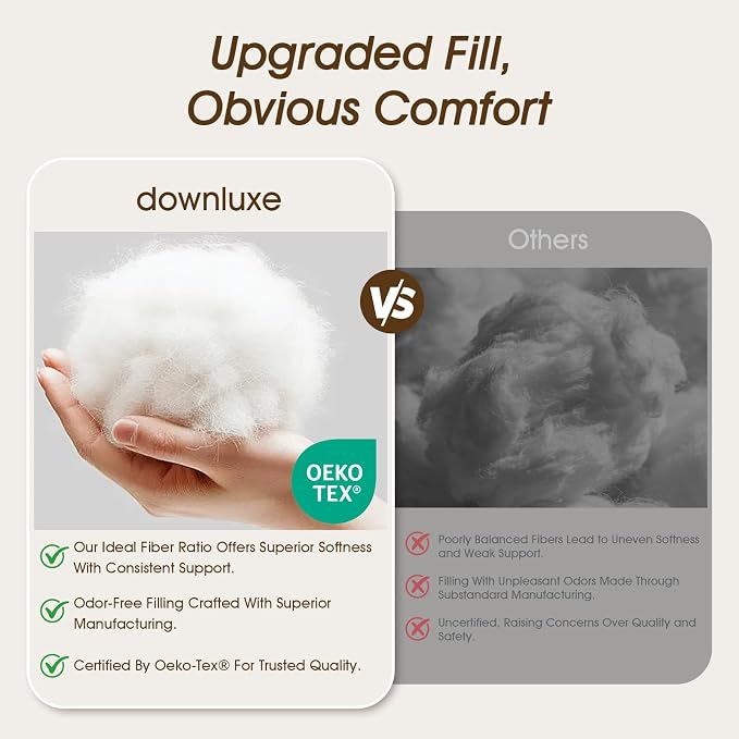 downluxe Standard Size Pillows Set of 4 – Premium Down Alternative Bed Pillows - Image 4