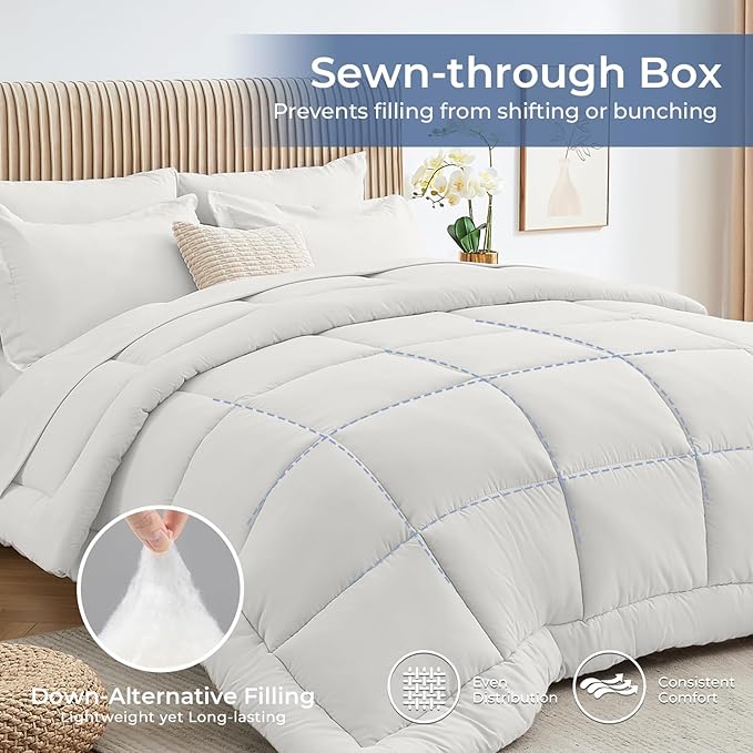 Sasttie Oversized Queen Comforter Set, 7 Pieces Reversible Bed in a Bag - Image 3