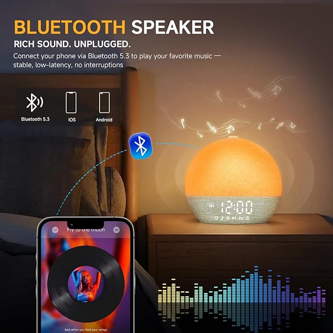 Geuuap Sunrise Alarm Clock White Noise Sound Machine - Image 5