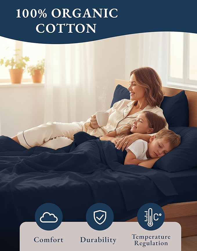 LANE LINEN Eco Friendly 100% Organic Cotton Bed Sheets Queen Size, Soft & Comfy - Image 6