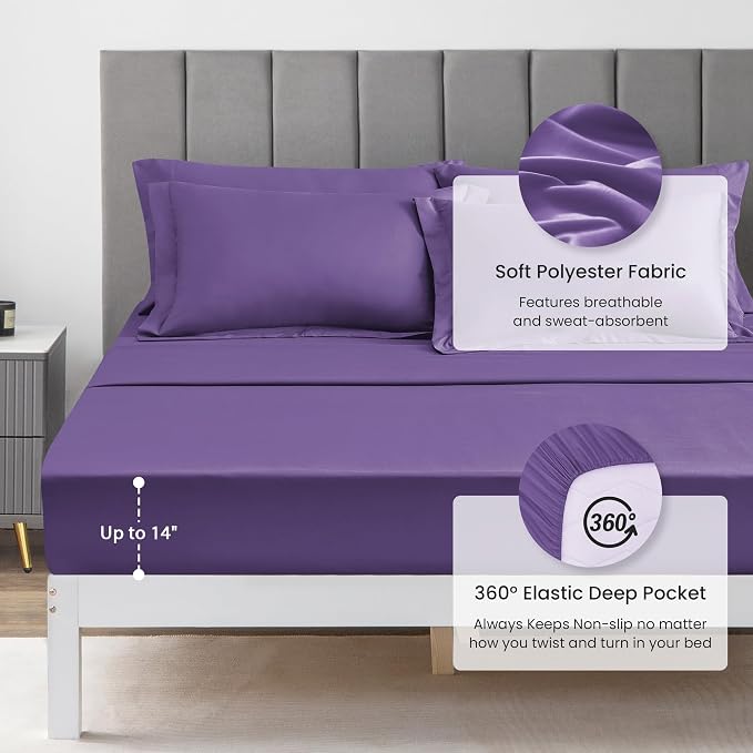 Love's cabin Queen Comforter Set Purple, 7 Pieces Queen Bed in a Bag, All - Image 4