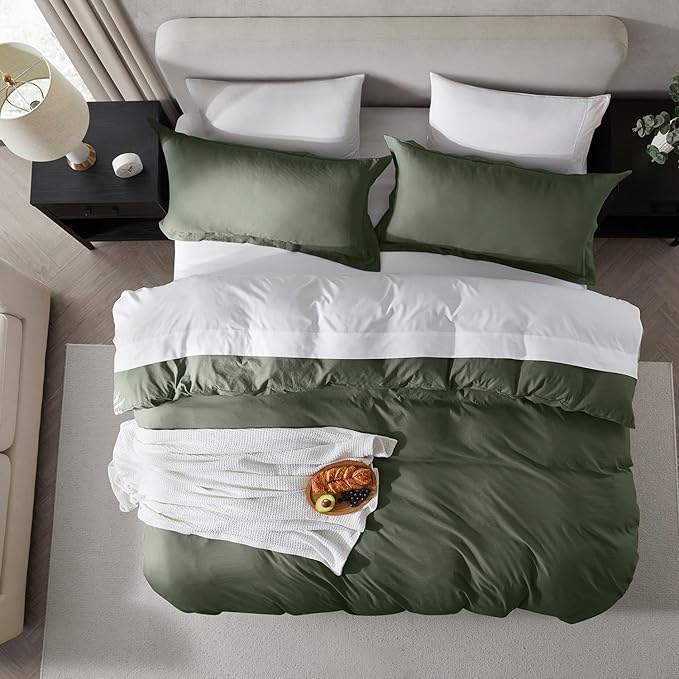 Nestl Olive Green Duvet Cover Queen Size - Image 5