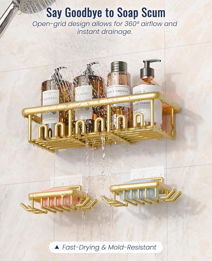 8 Pack Adhesive Rustproof Shower Shelves - Image 5