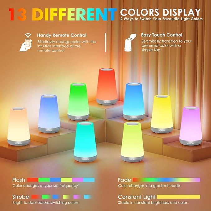 Auxmir Night Light for Kids Baby, 2500mAh13 RGB Colors & 5 Brightness, Portable - Image 2