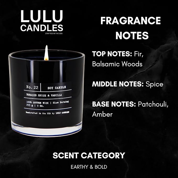 Lulu Candles | Tobacco, Spice & Vanilla | Luxury Scented Soy Jar Candle | Hand - Image 2
