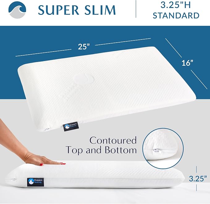 Bluewave Bedding Super Slim Gel Memory Foam Pillow - Image 3
