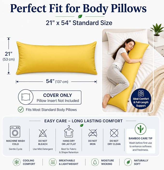 evoLive 100% Rayon Derived from Bamboo Cooling Breathable Body Pillow - Image 7
