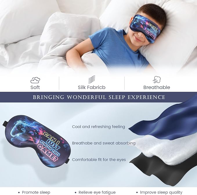 2 Pcs Sleep Mask for Kids Boys, Silk Eye Covers for Sleeping, Adjustable Strap - Image 4