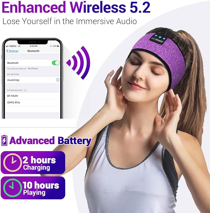 LC-dolida Sleep Headphones Bluetooth Headband Sleeping Wireless Headband - Image 4