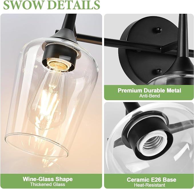 MOKATNG 2-Light Bathroom Light Fixtures, Bathroom Lighting Fixtures Over Mirror - Image 3