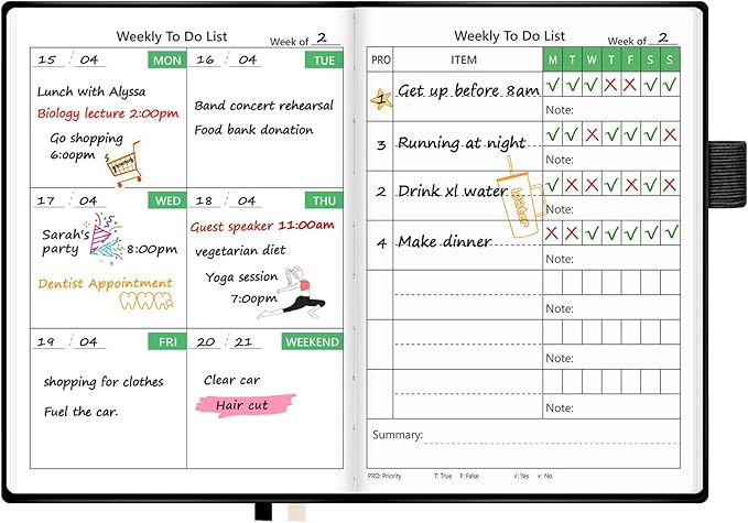 UpUDo Weekly Planner with Calendar, 160 pages Habits Tracker Journal by UpUDo