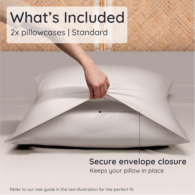 Bambaw 100% Viscose Derived from Bamboo Pillowcase Standard Size – Set of 2 - Image 2
