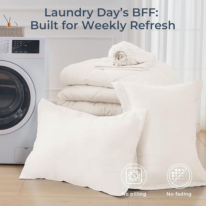 HEVUMYI Ivory Twin Comforter Set - Image 7