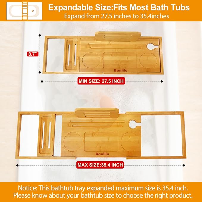 Premium Bamboo Bathtub Tray Caddy - Image 3