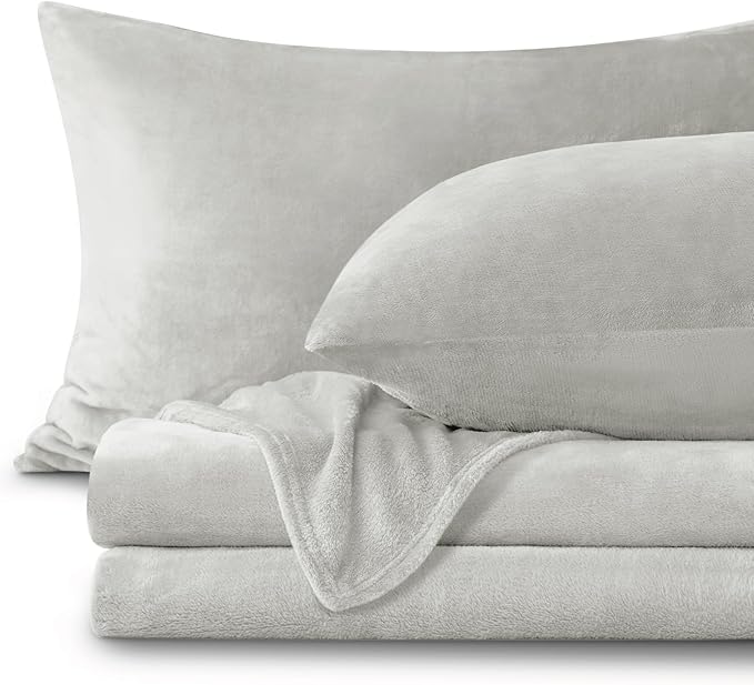 BEDELITE Flannel Sheets King Size Light Grey by BEDELITE