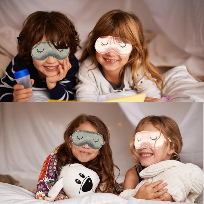 Cute Sleep Mask for Kids, 2 Pack Silk Sleeping Eye Cover Adjustable Mask Night - Image 4