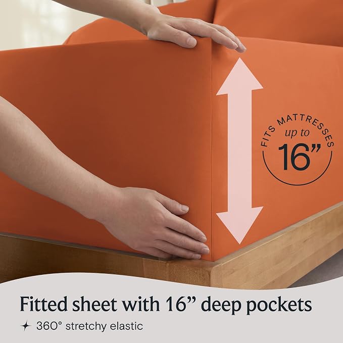 LuxClub 4 PC Full Size Sheet Set Deep Pockets 18" Wrinkle Free Cooling Sheets - Image 6