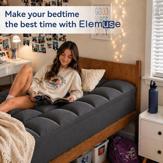 ELEMUSE Twin Grey Mattress Topper - Image 5