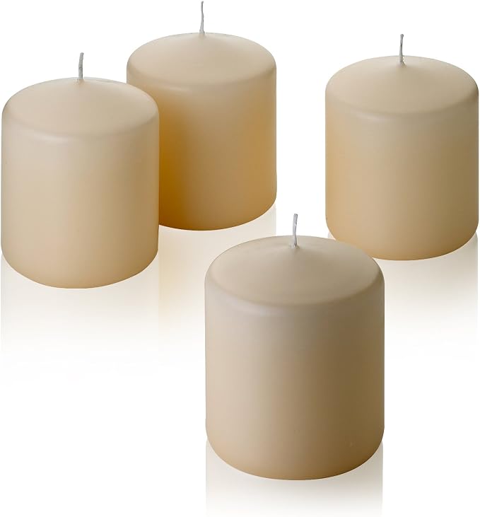 French Vanilla Pillar Scented Candles 3" Tall X 3" Wide Set of 4 - Image 2