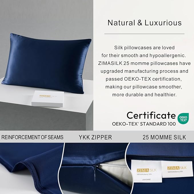 ZIMASILK 25 Momme 100% Pure Mulberry Silk Pillowcase - Image 4