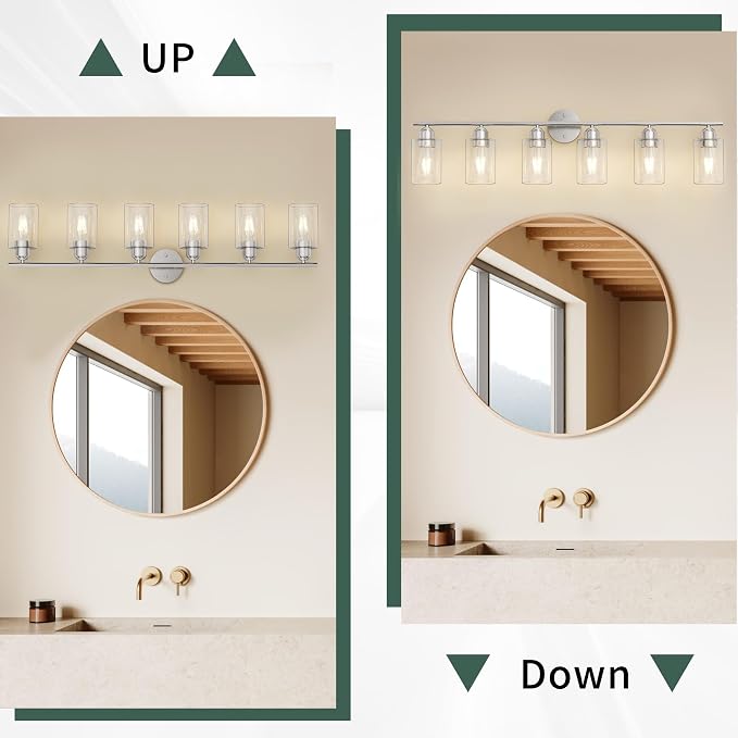 Espird Bathroom Vanity Light Fixtures Brushed Nickel, 6 Lights Bathroom Over - Image 5