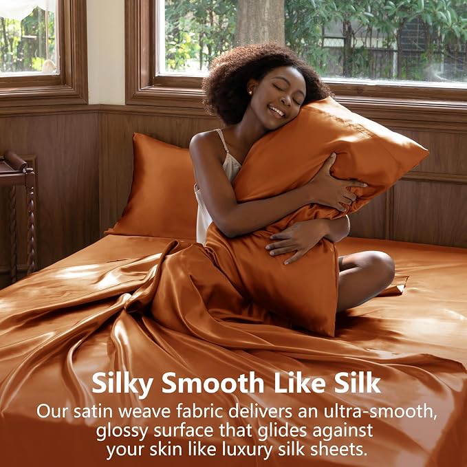 CozyLux Satin Sheets Queen Size Bed Set - Image 3